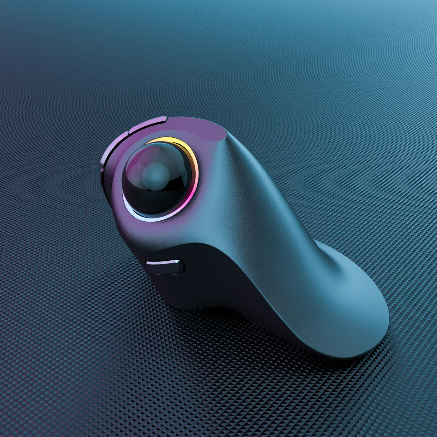 Close view of the Meetion trackball and side controls